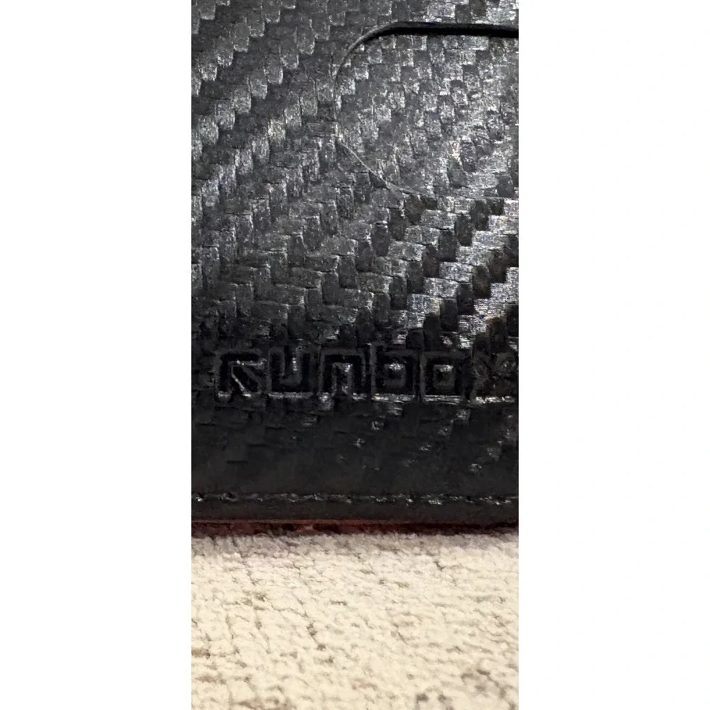Runbox Mens Bifold Wallet Carbon Fiber Black Orange Money Clip ID Window